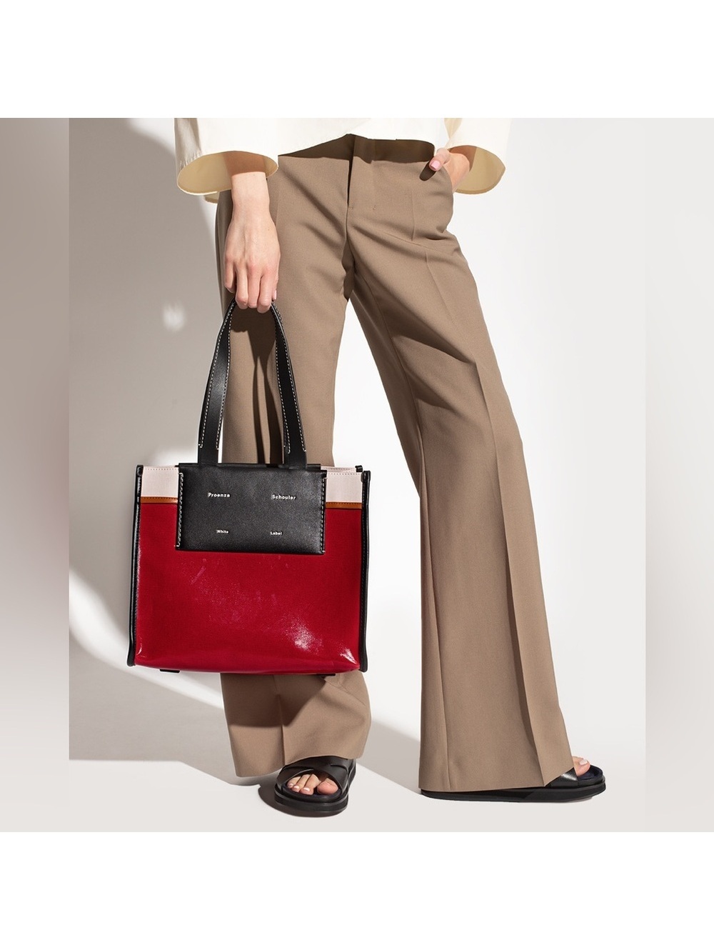 Proenza Schouler White Label Morris Large Coated Canvas Tote in Red, New w/Tag